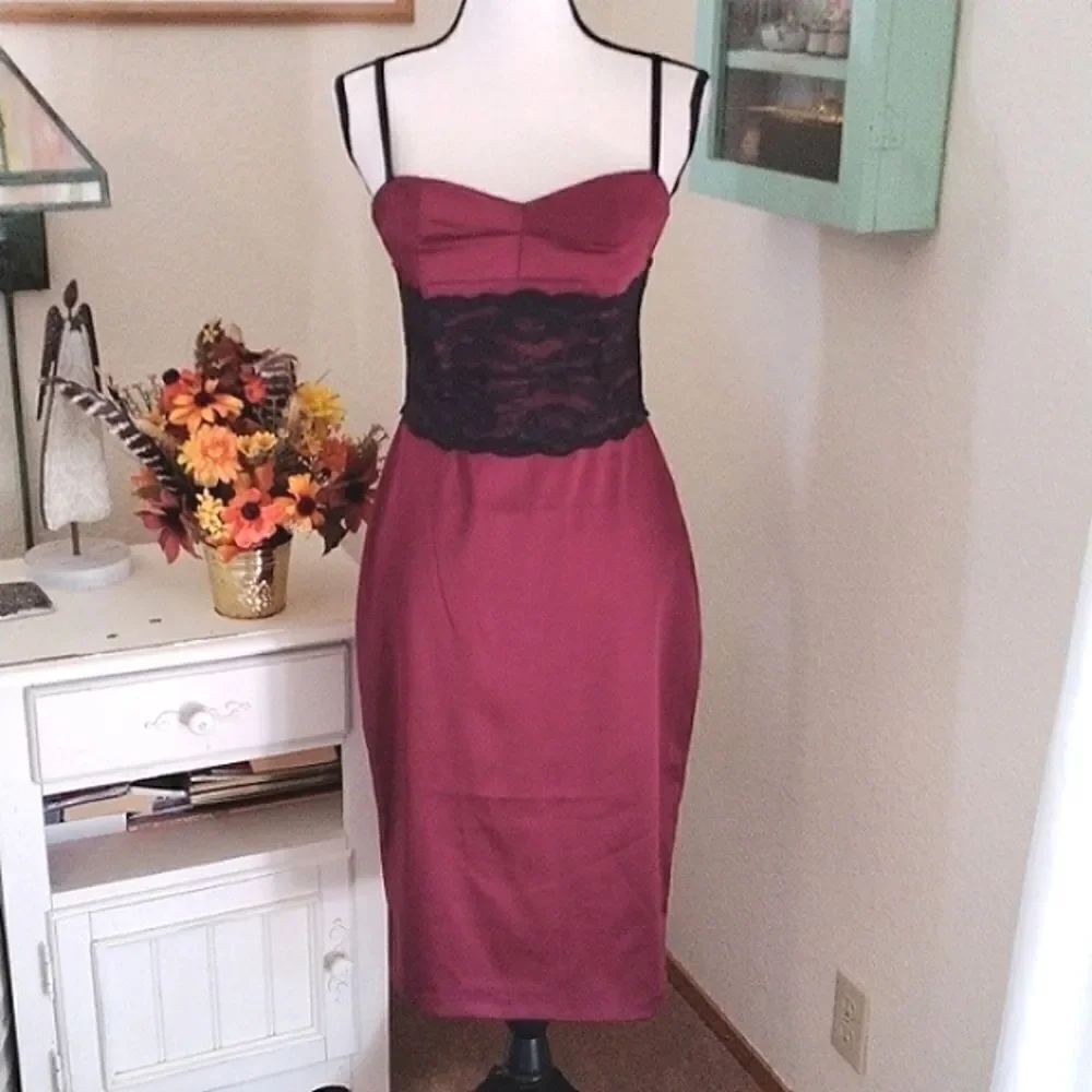 Charlotte Russe Satin and Lace Evening Dress